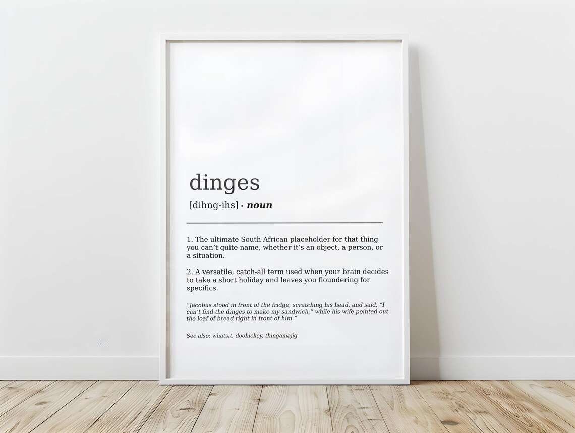 Dinges South African Slang Word Dictionary Definition Art Poster