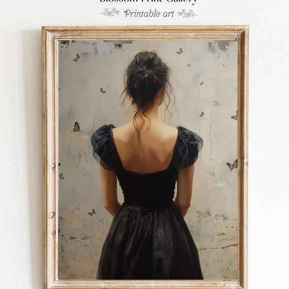 Moody Woman Portrait Oil Painting Dark Academia Moody Woman Wall Art Victorian Aesthetic Gothic Oil Painting Dark Romance Beauty 815
