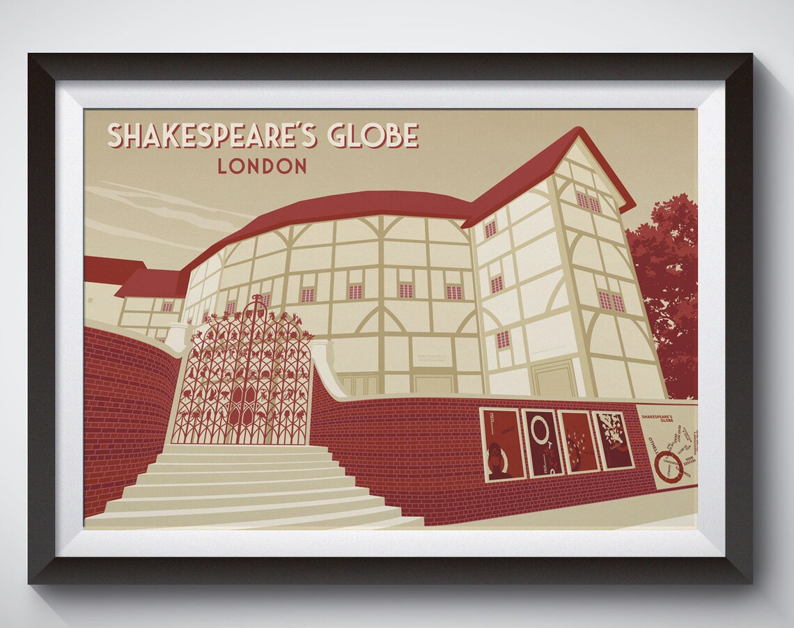 Shakespeare's Globe Theatre London Tudor Playhouse Travel Poster