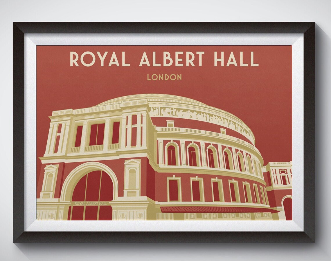 Royal Albert Hall Art Deco London Travel Poster