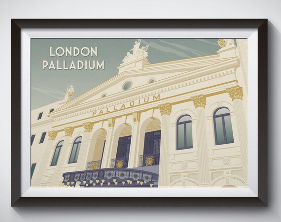 London Palladium West End Theatre Facade Historic Landmark Travel Poster