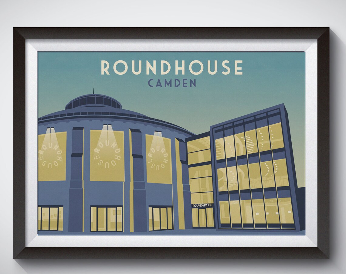 Roundhouse Camden London Iconic Music Venue Night Lights Poster