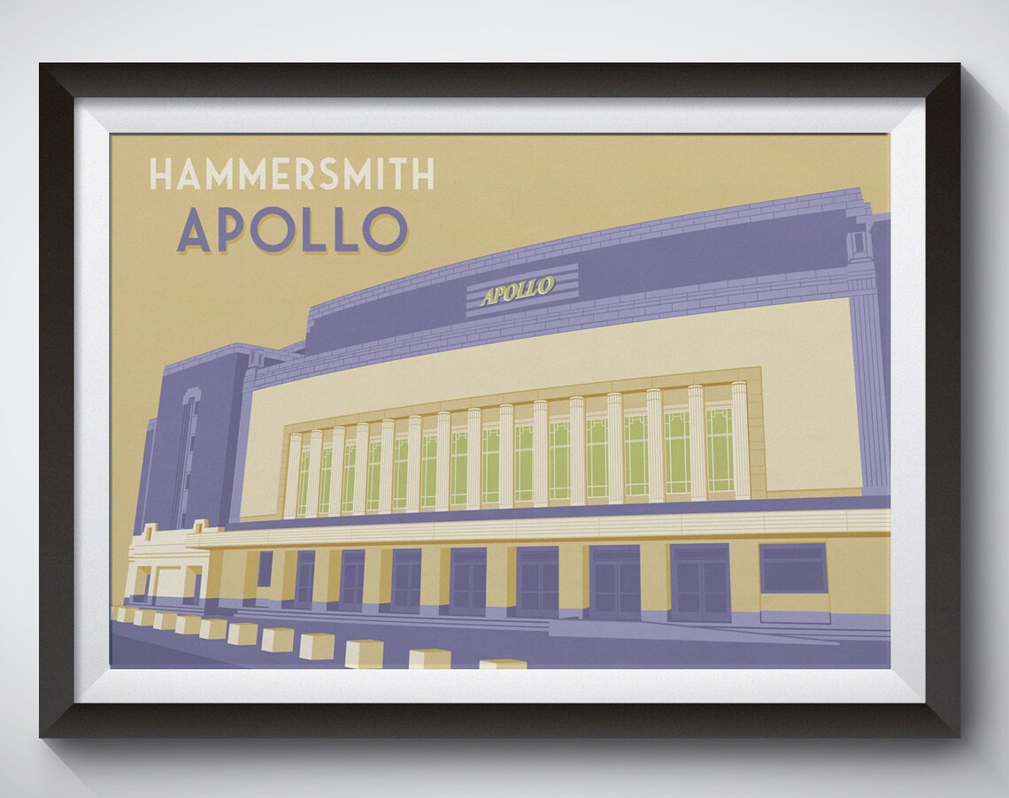 Hammersmith Apollo London Art Deco Concert Hall Landmark Travel Poster