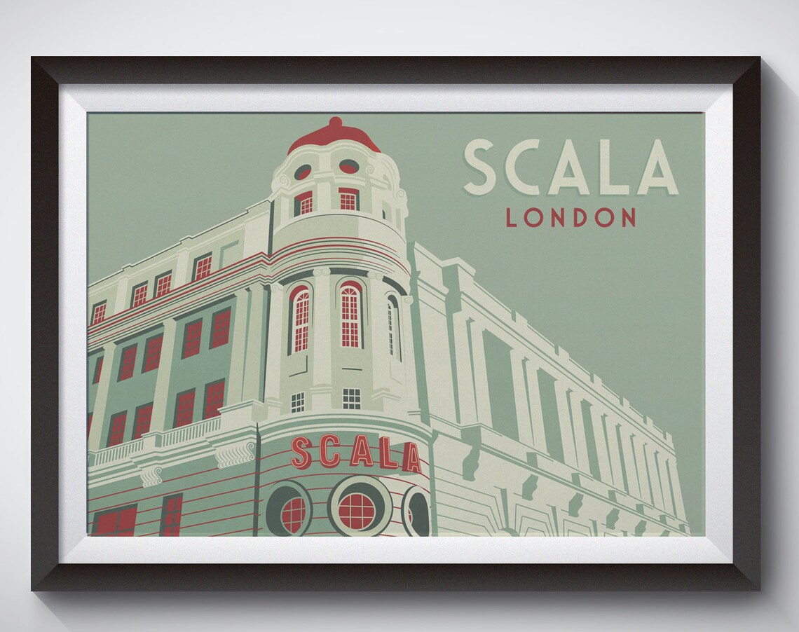 Scala London Art Deco Travel Poster Print