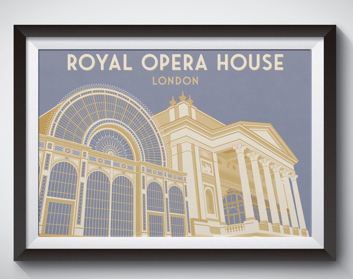 Royal Opera House London Art Deco Exterior Architecture Poster