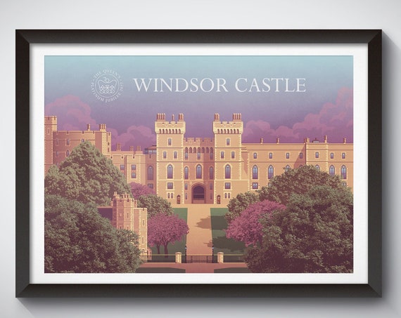 The Queens Platinum Jubilee 2022 Windsor Castle Print Limited Edition Poster Royal Residences God Save The Queen Party Decoration Art