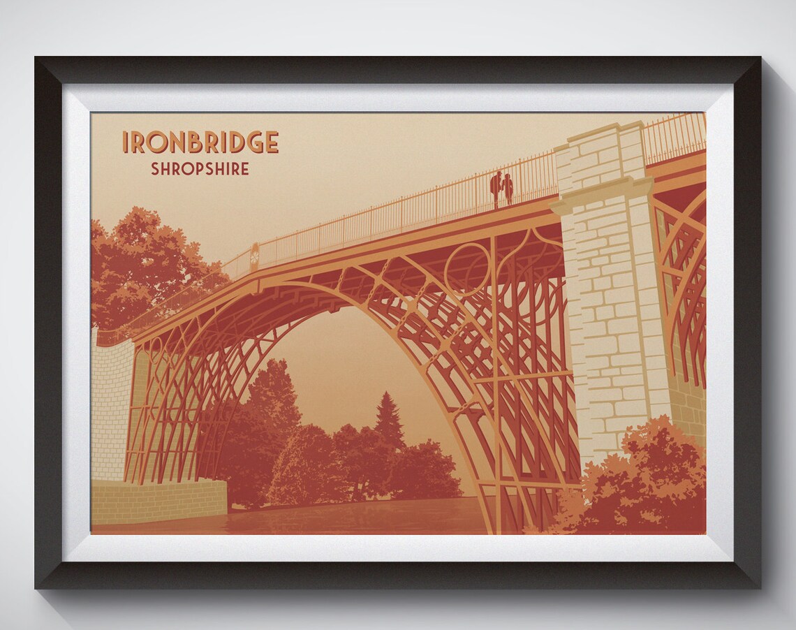 Ironbridge Vintage Travel Poster, Shropshire Art Print