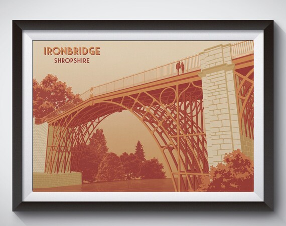 Ironbridge Vintage Travel Poster, Shropshire Art Print