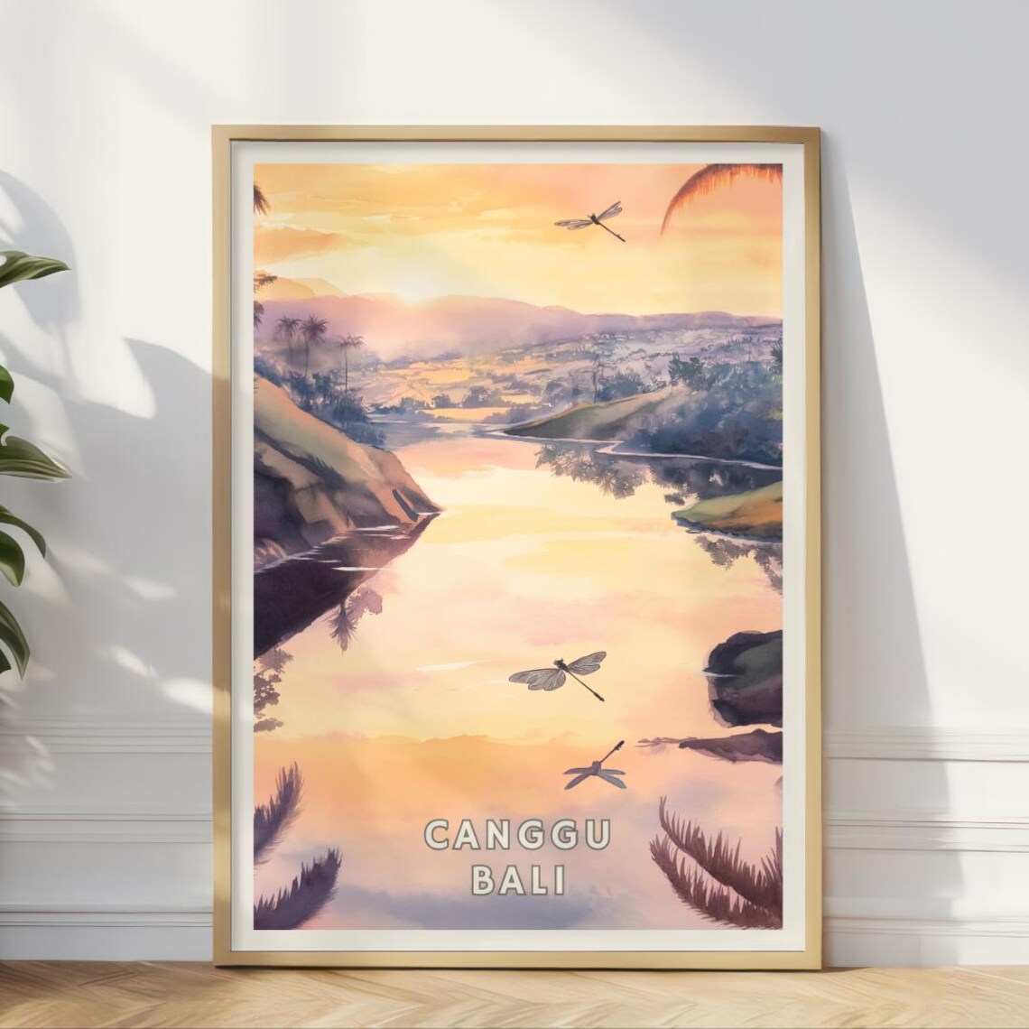 Canggu Bali Travel Poster, Tropical River Landscape