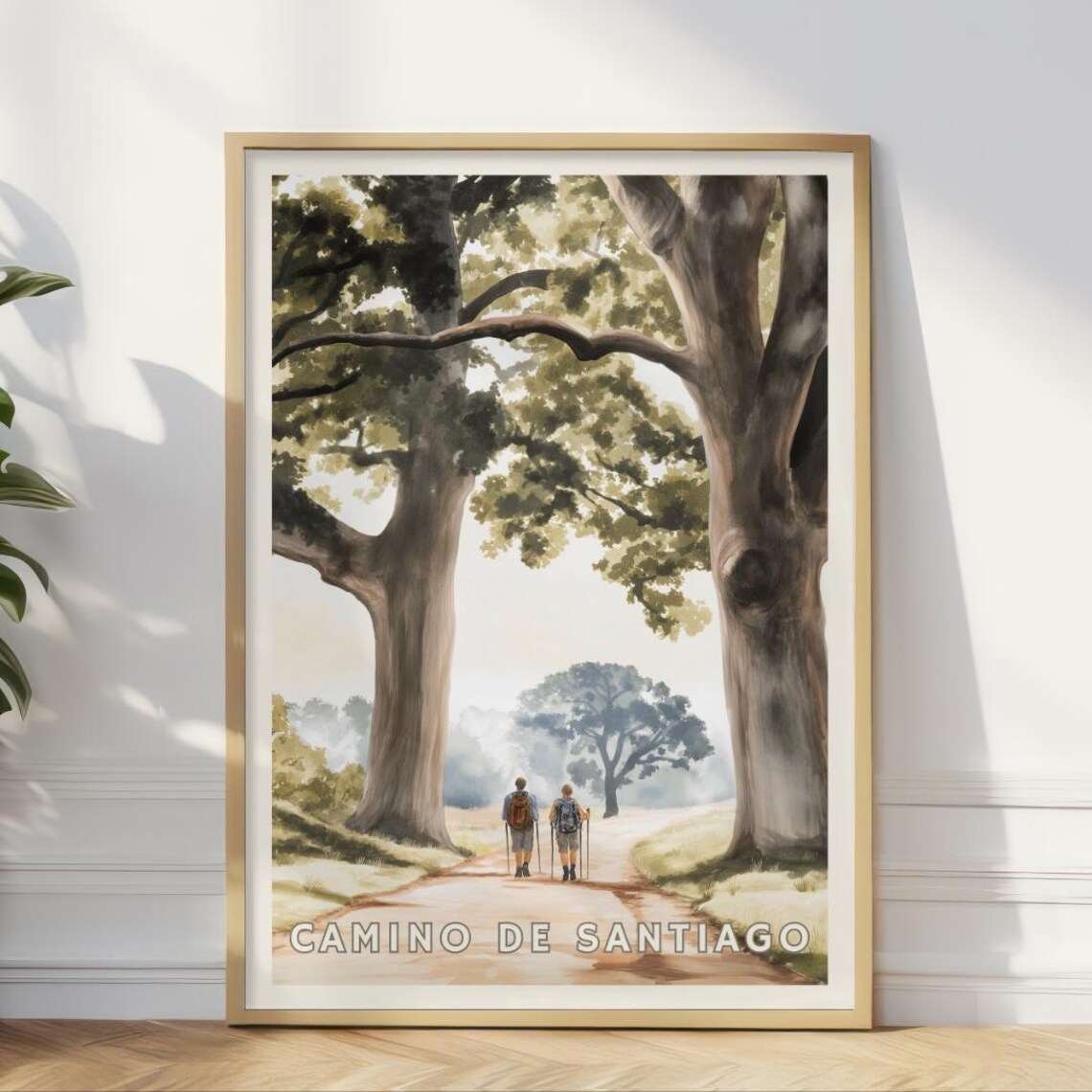 Camino De Santiago Travel Poster, Spain Pilgrimage Trail