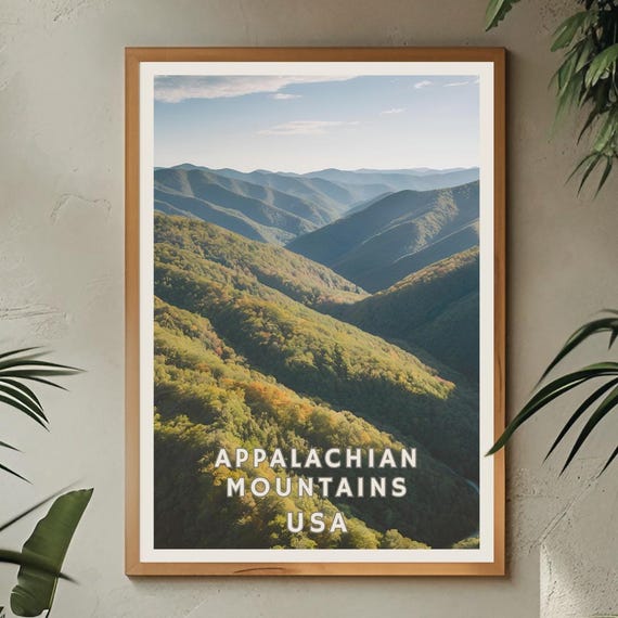 Appalachian Mountains Usa Poster Adventure Hiking Wall Art Appalachian Decor Forest National Park Nature Outdoors Print Wilderness Art