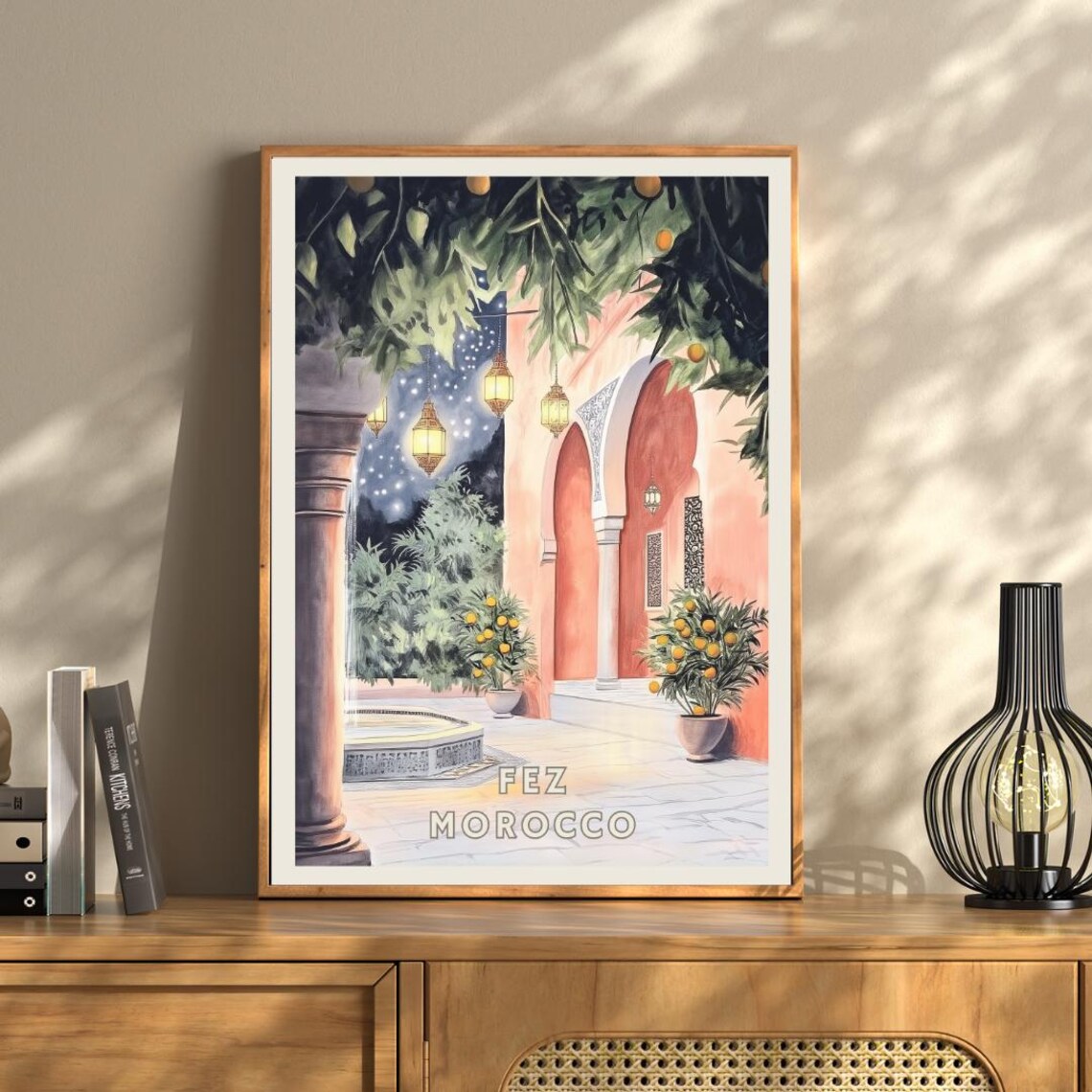 Fez Morocco Poster, Moroccan Courtyard Travel Decor - Image 3