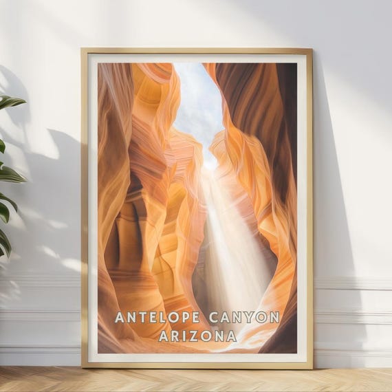 Antelope Canyon Arizona Poster Slot Canyon Wall Art Southwest Desert Decor Light Beam Nature Print Us National Park Travel Artwork