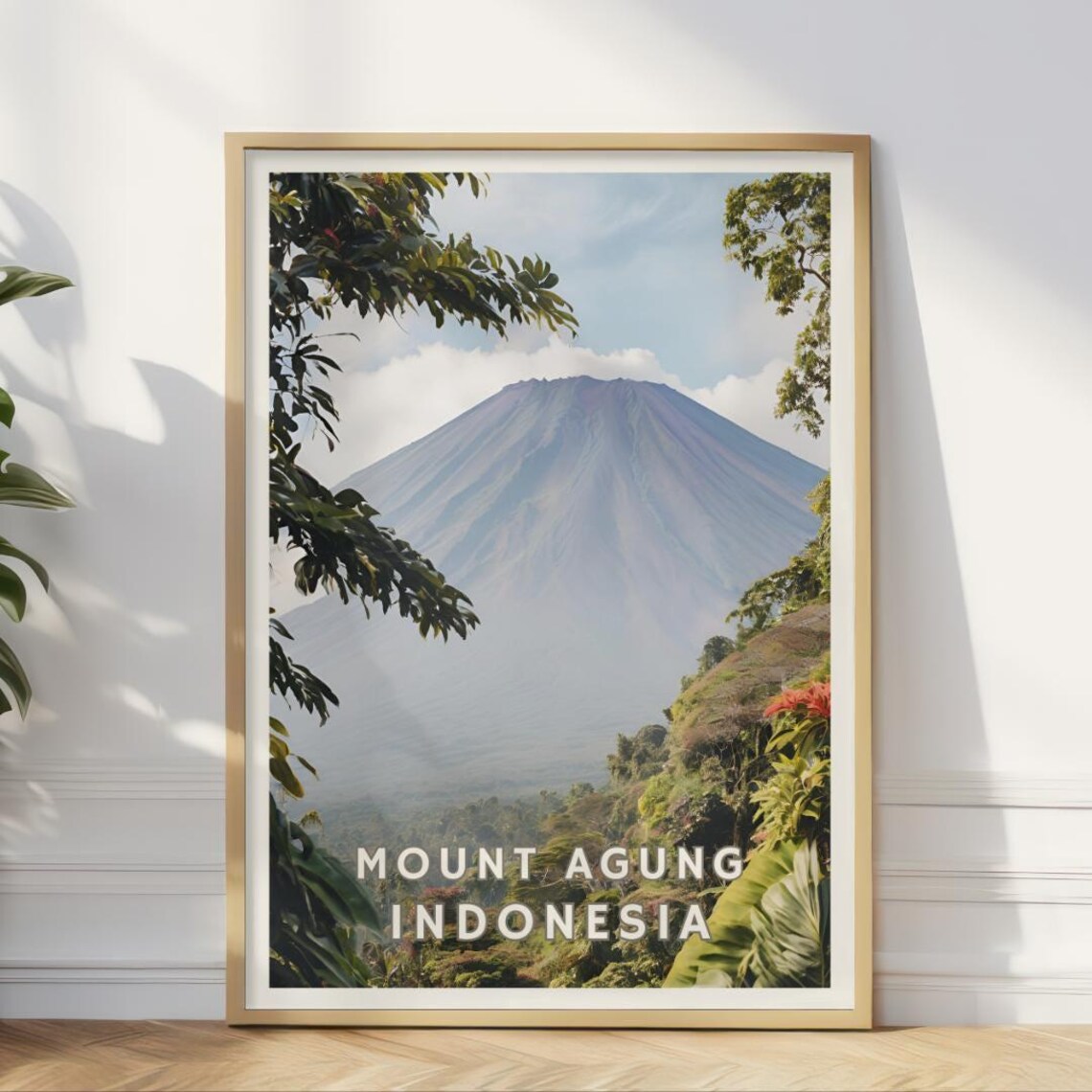 Mount Agung Indonesia Poster, Tropical Jungle Landscape