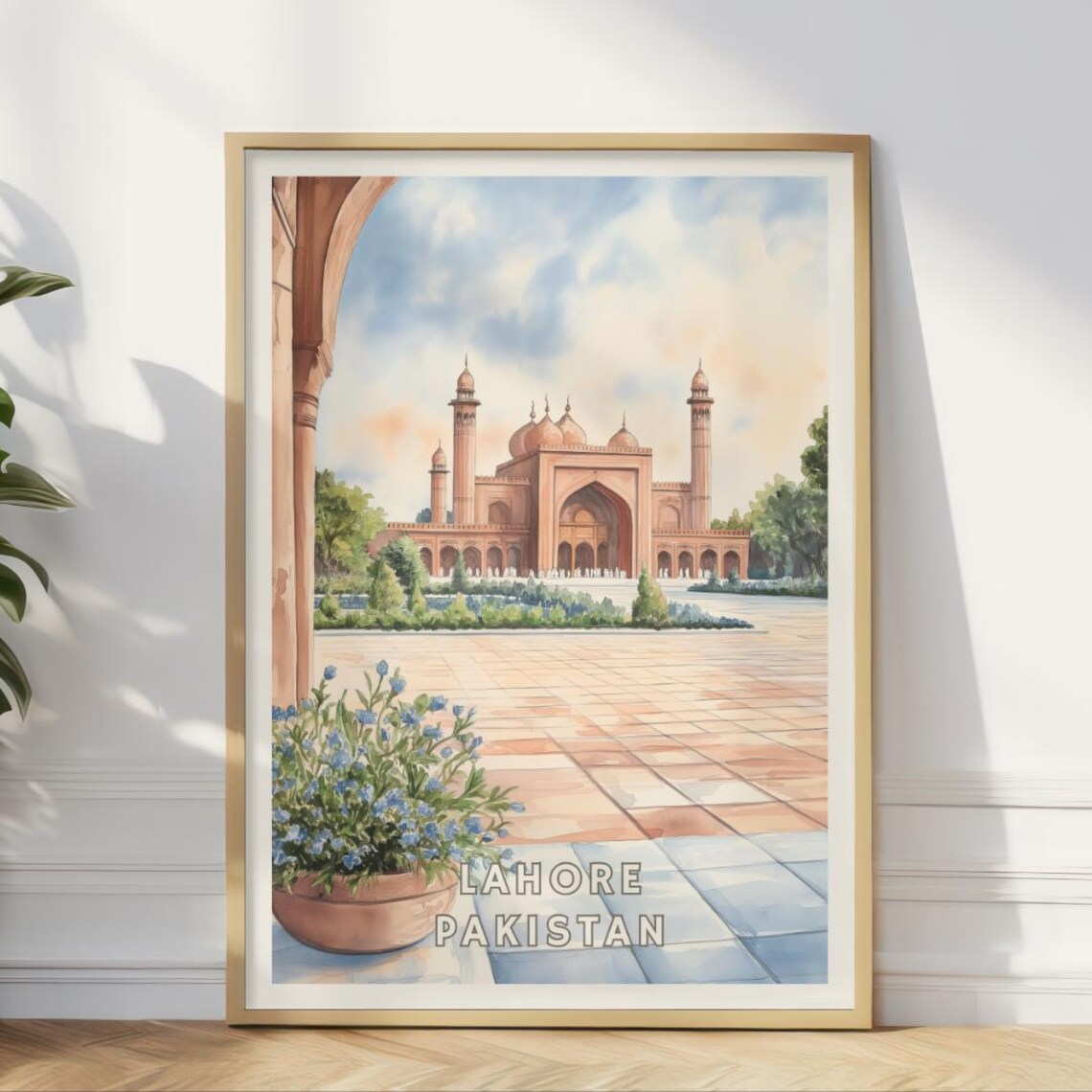 Lahore Pakistan Poster, Grand Mosque Travel Poster