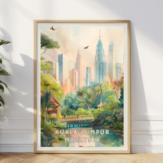 Kuala Lumpur Malaysia Poster City Skyline Wall Art Jungle Print Petronas Towers Home Decor Southeast Asia Travel Modern Skyscraper