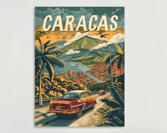 Caracas Vintage Poster Colorful Caracas Wall Art Home Decor Unique Gift Idea