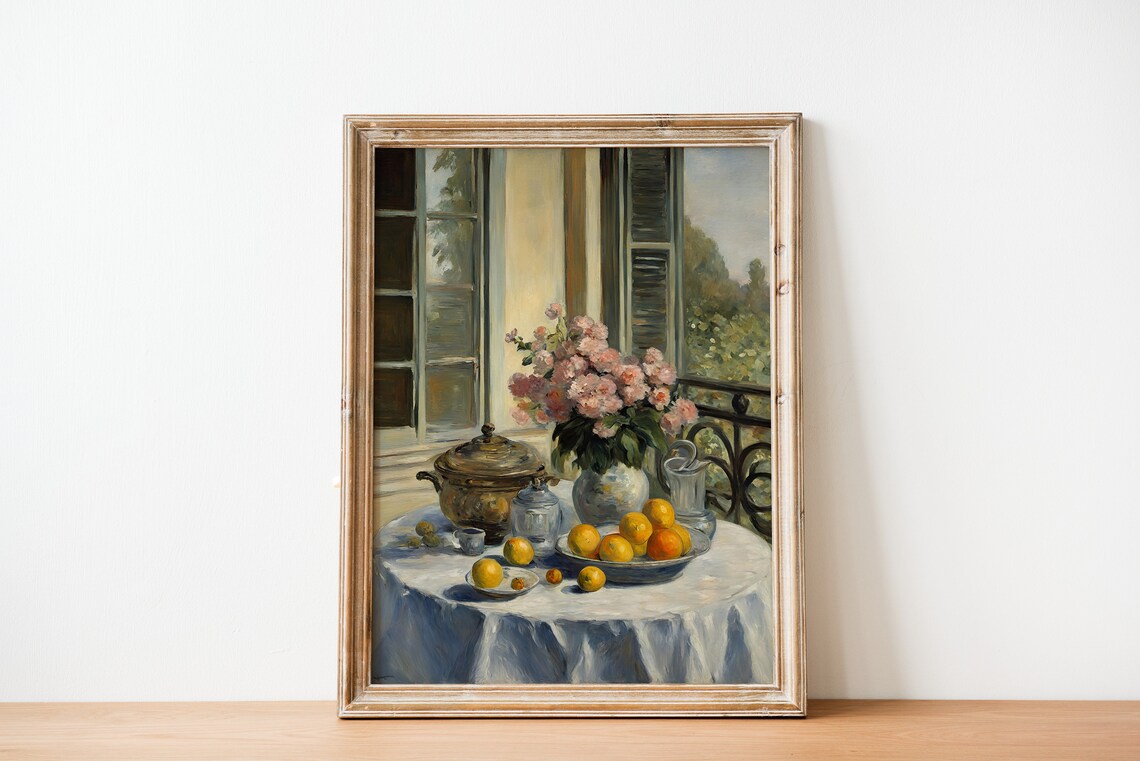Veranda Still Life, Vintage Oil Painting