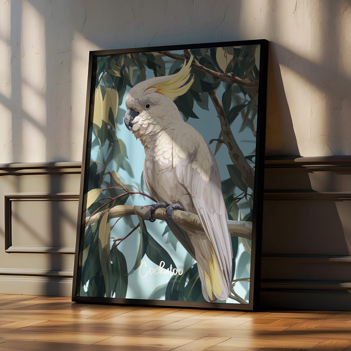 Sulphur-Crested Cockatoo On Eucalyptus Branch Australian Bird Poster