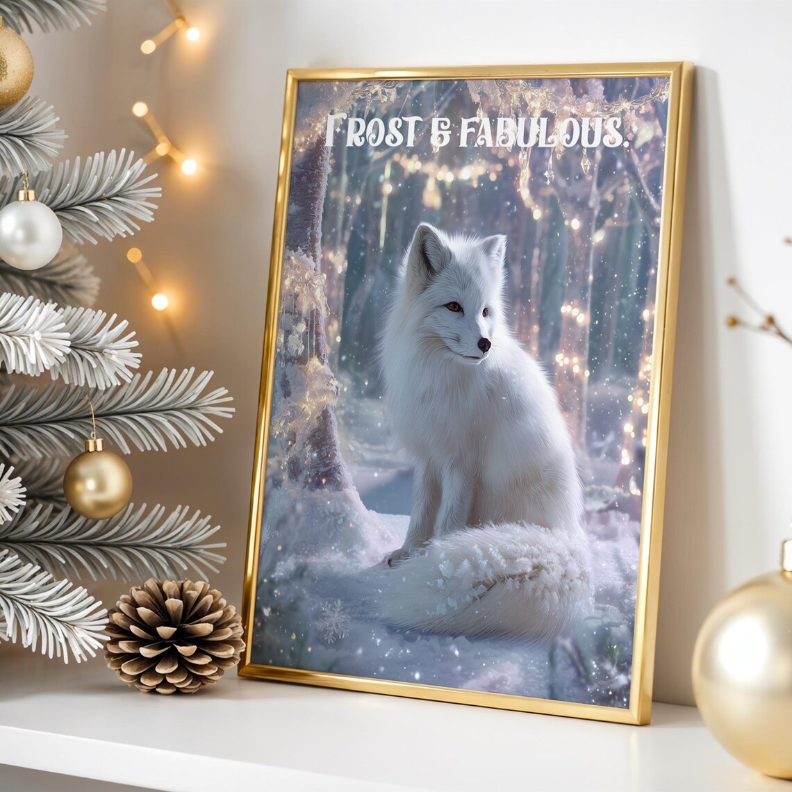Arctic Fox in Frosty Winter Forest Frost and Fabulous Animal Poster
