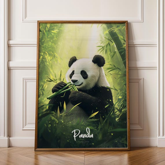 Panda Wall Art Cute Nursery Decor Kids Room Illustration Animal Print For Baby Shower Gift Playroom Decoration