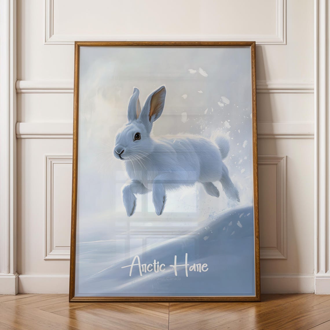 Arctic Hare Print Minimalist Scandinavian Wildlife Illustration