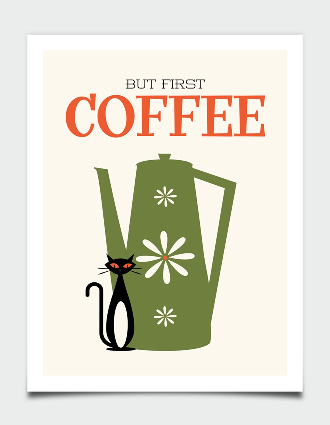 Cat And Coffee, Mid Century Modern Kitchen Art Print - Image 4