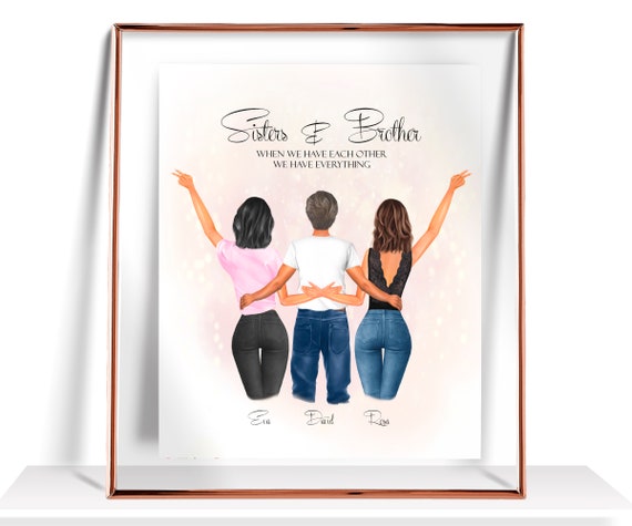 Brother And Sister Print Brother Gift Personalized Gift For Brother From Sister Family Portrait Birthday Gift For Him Brother Sister Gifts