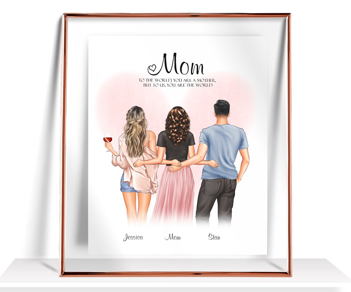 'Mom, To Us You Are the World' Mother with Two Children Poster