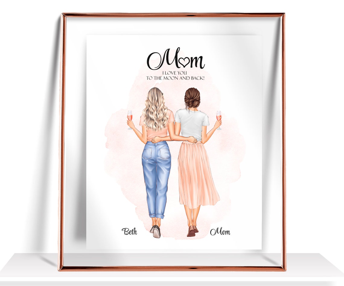 Mom I Love You To The Moon And Back Personalized Daughter Gift Print
