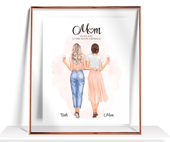 Mothers Day Gift Mother And Daughter Print Gift For Mum Gift For Mother Personalized Mothers Day Print Gift For Mom Family Portrait