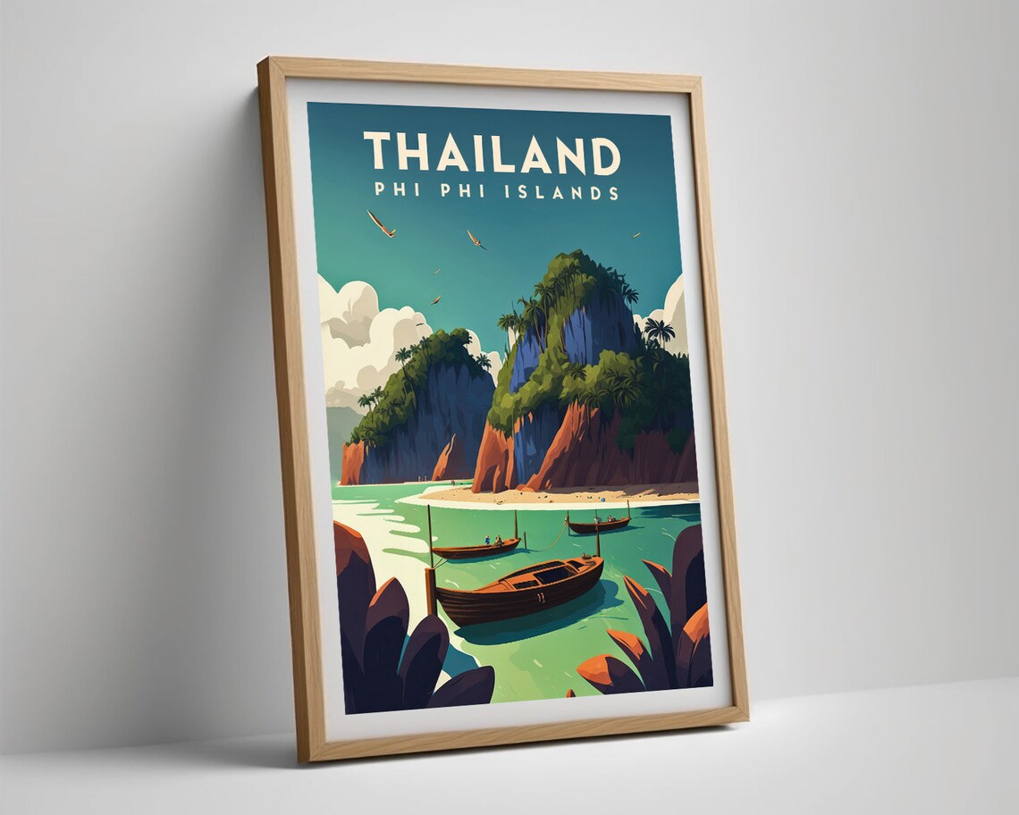 Phi Phi Island Thailand Travel Poster Thailand Phi Phi Island Wall Art Print Phi Phi Island Travel Art Painting Phi Phi Home Decor - Image 5