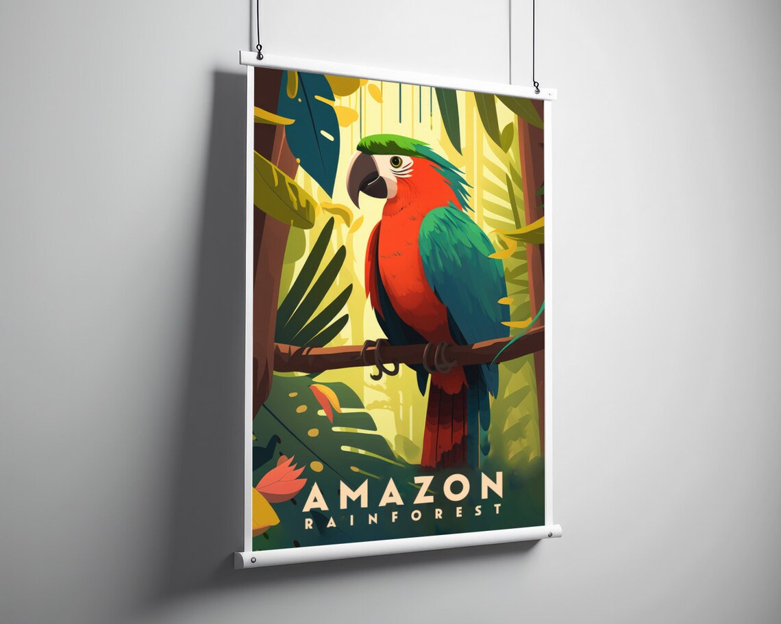 Amazon Rainforest Travel Poster, Jungle Watercolor - Image 3