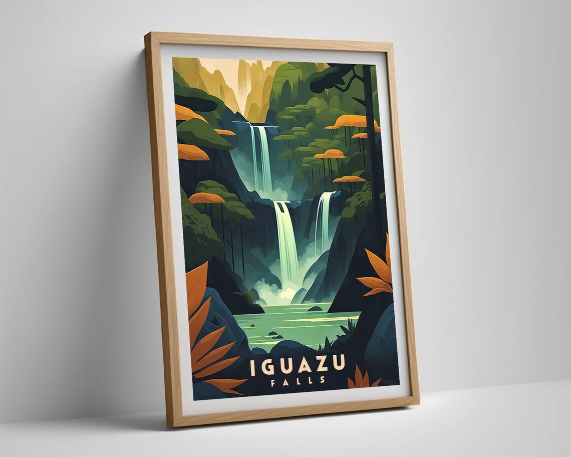 Iguazu Falls Vintage Travel Poster Jungle Waterfall Rainforest - Image 5