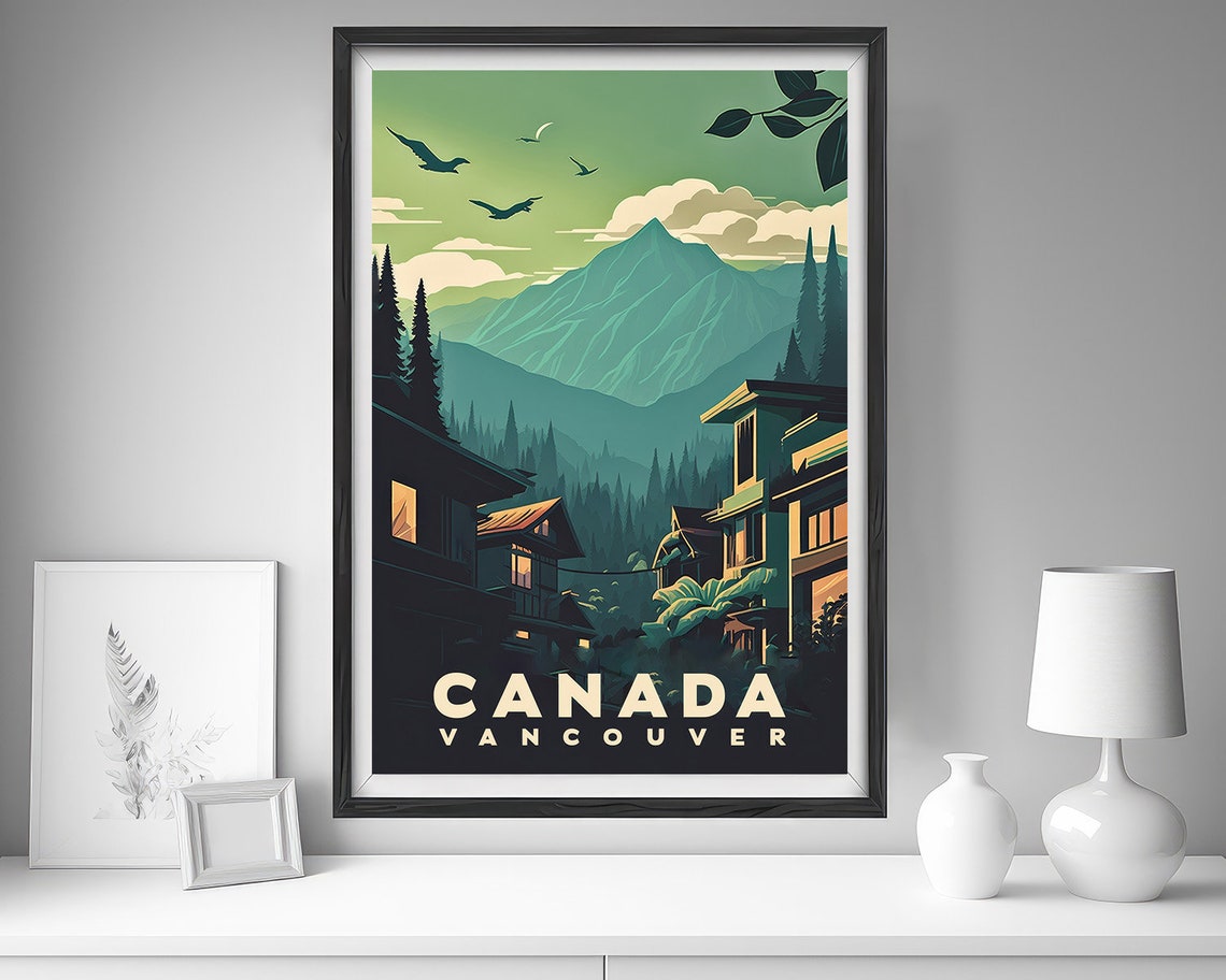 Canada Vancouver Mountain Cabin Forest Retro Travel Poster Art - Image 4