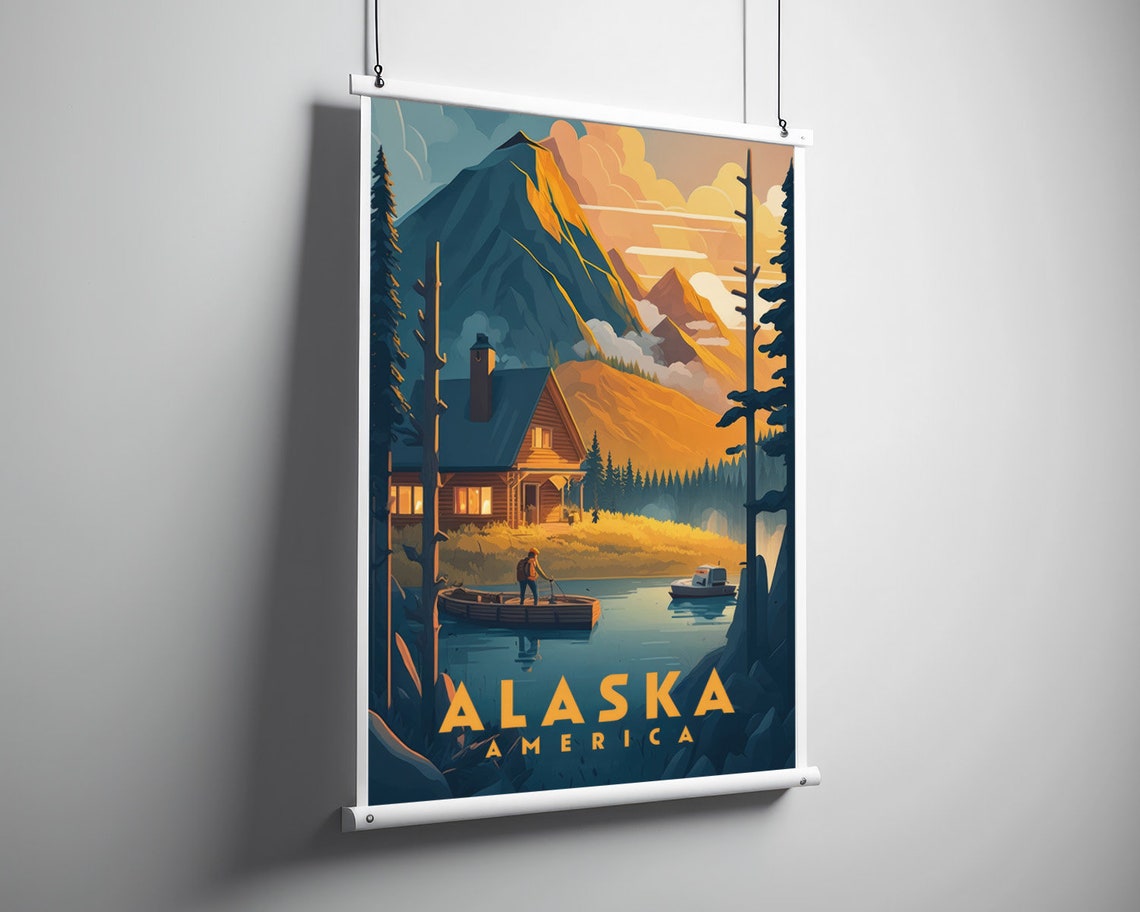 Alaska America Travel Poster Alaska America Wall Art Print Alaska America Painting Illustration Alaska America Watercolor Decor - Image 3