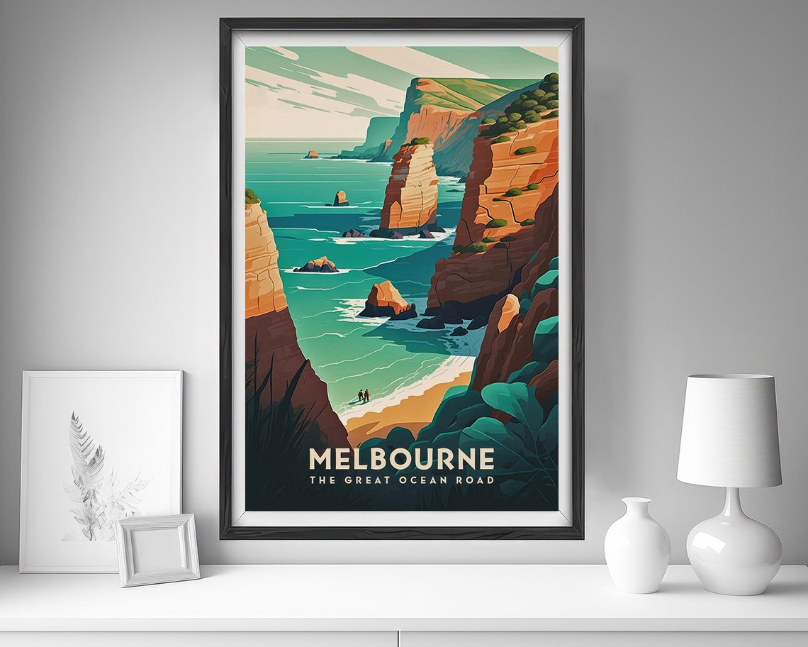 Melbourne Great Ocean Road Towering Cliffs Vintage Travel Poster - Image 4