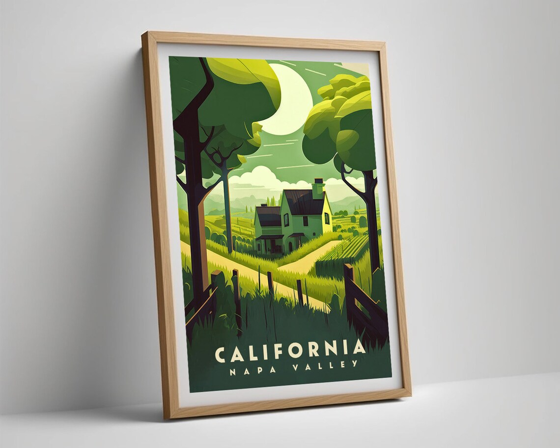 Napa Valley Travel Poster California Wall Art Print Napa Valley Napa Valley Painting Illustration California California Home Decor - Image 5
