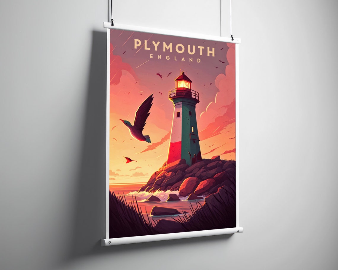Plymouth Travel Poster Plymouth Print Plymouth Wall Art Print Plymouth England Plymouth Painting Illustration Plymouth Watercolor - Image 3