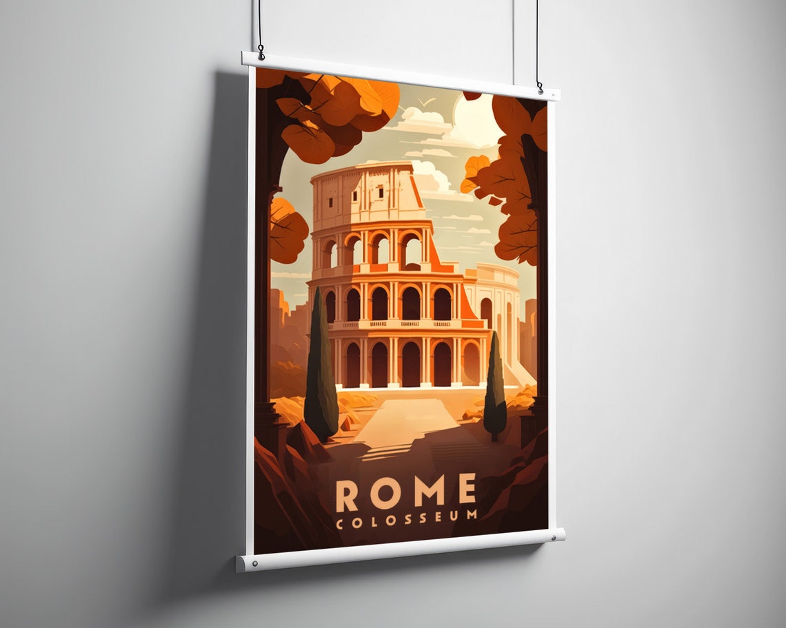 Rome Travel Poster Rome Print Rome Wall Art Print Rome Italy Poster Rome Italy Painting Colosseum Illustration Rome Watercolor Home Decor - Image 3