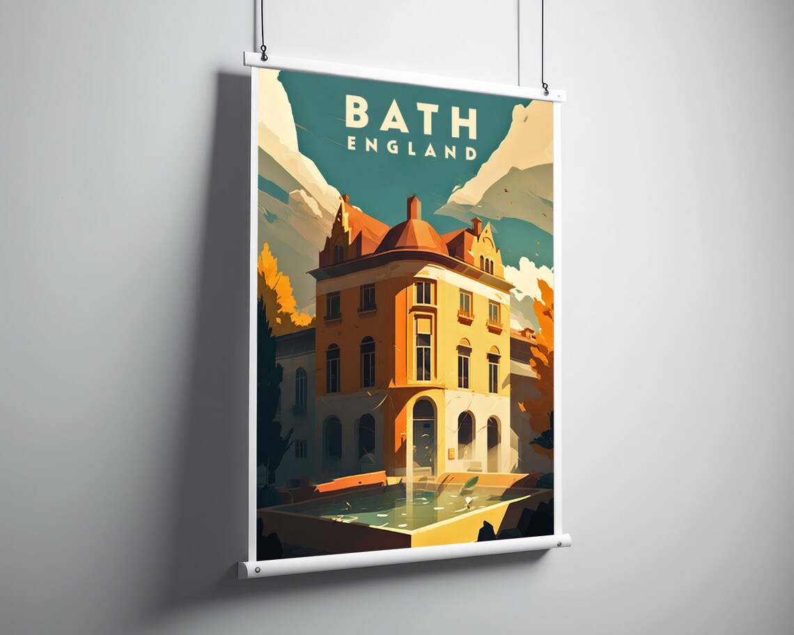 Bath England Georgian Bathhouse Vintage Travel Poster Thermal Pool - Image 3