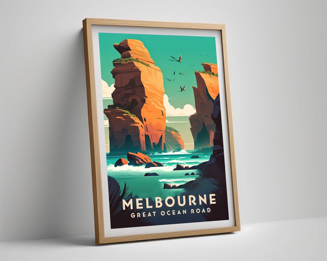 Melbourne Great Ocean Road Sea Stacks Cliffs Vintage Travel Poster - Image 5