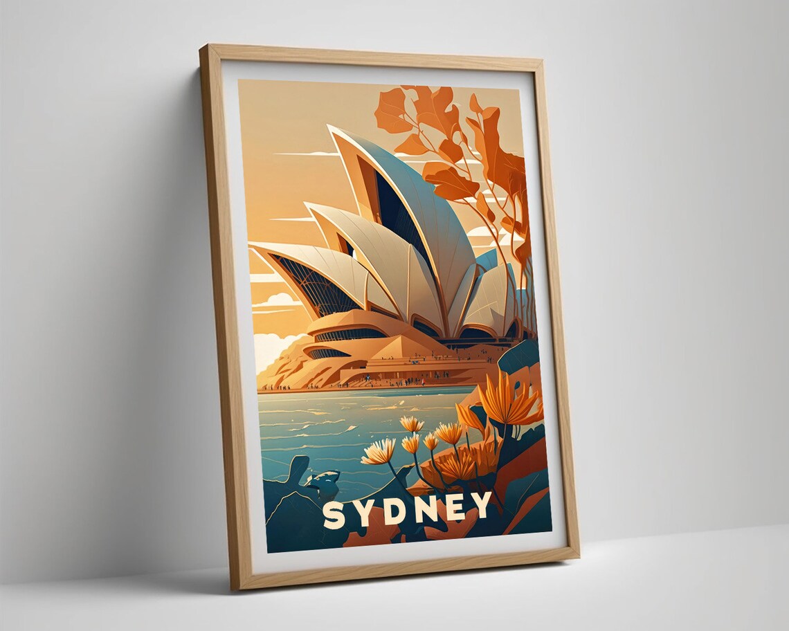 Sydney Australia Vintage Travel Poster Opera House Harbor Art - Image 5