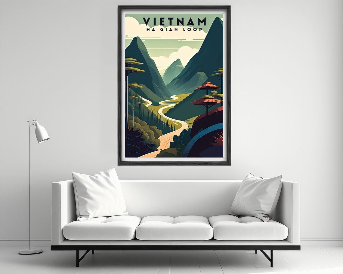 Vietnam Ha Giang Loop Mountain Road Minimalist Travel Poster - Image 2