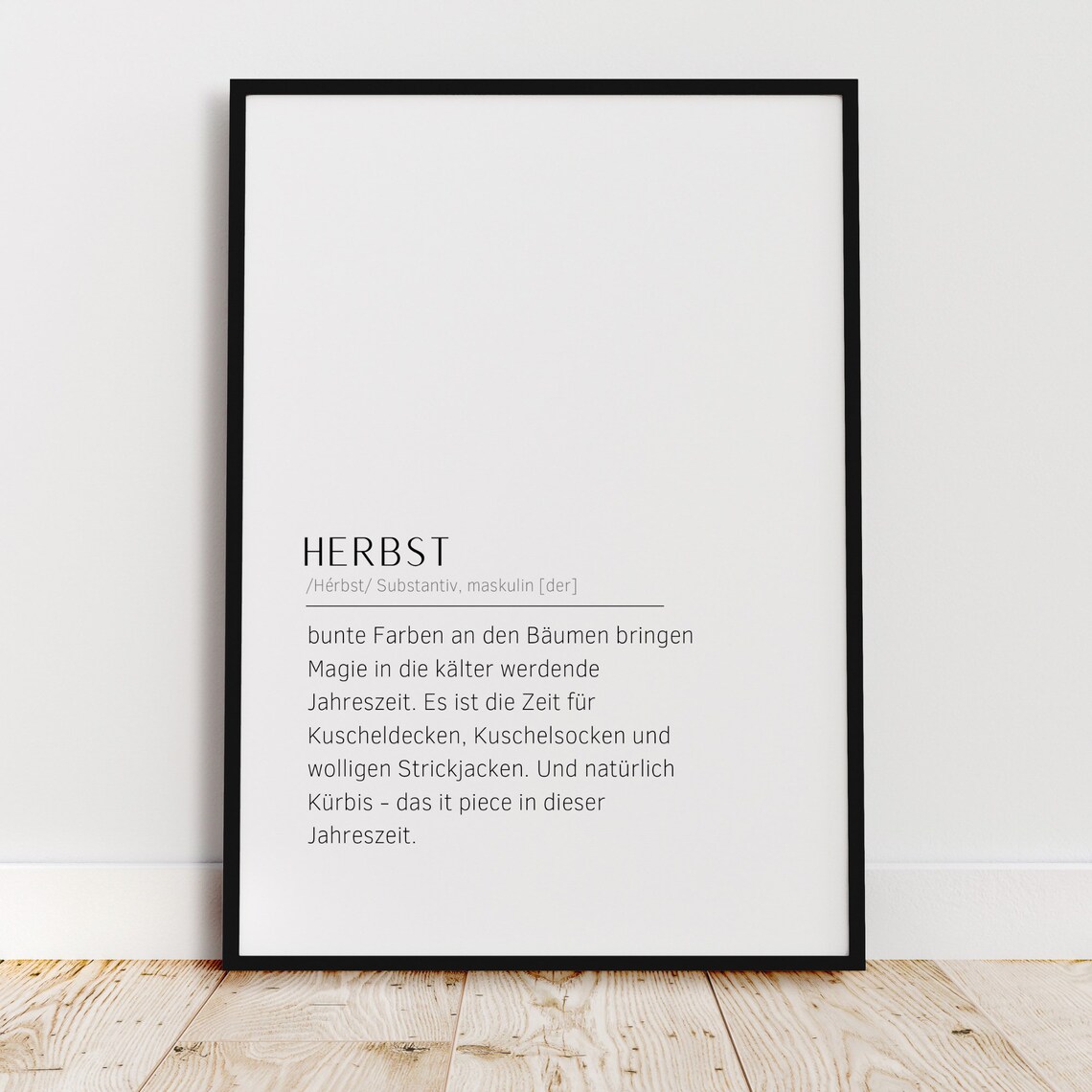 Autumn Definition Poster, Fall Seasonal Wall Art Print