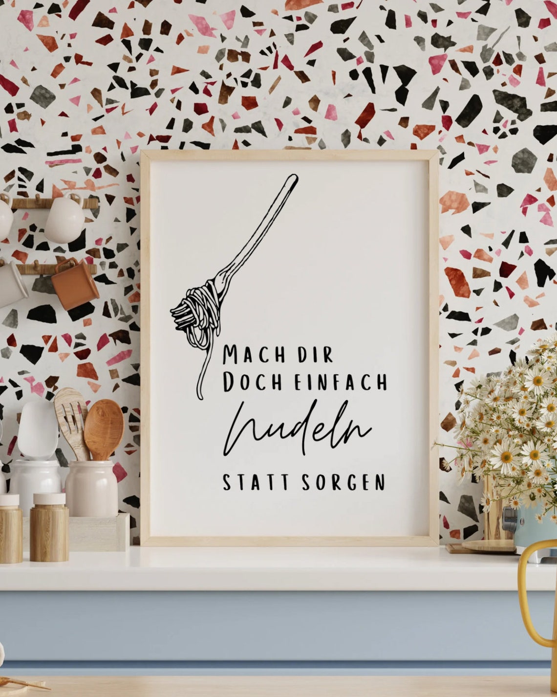Funny Pasta Quote Poster Make Pasta Not Worries Kitchen Humor Art - Image 4