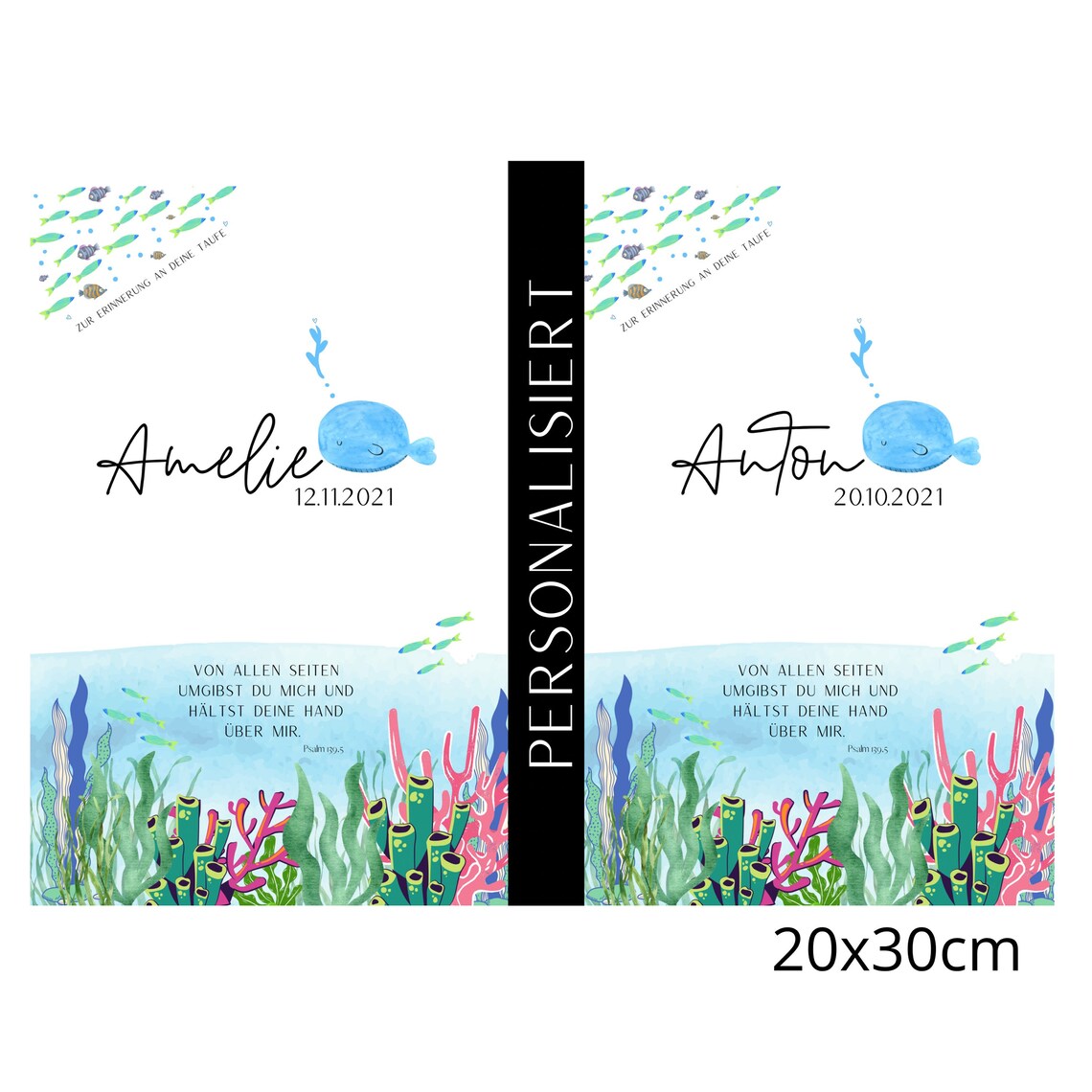 Baptism Picture Baptism Gift Personalized Underwater World Fish Childrens Room Baptism Gift Godchild - Image 4