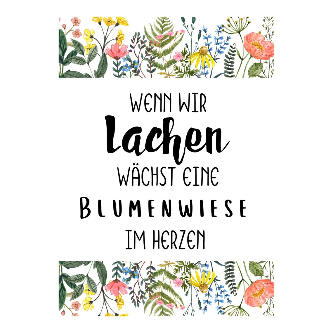 When We Laugh a Flower Meadow Grows Quote Poster Floral Design - Image 3