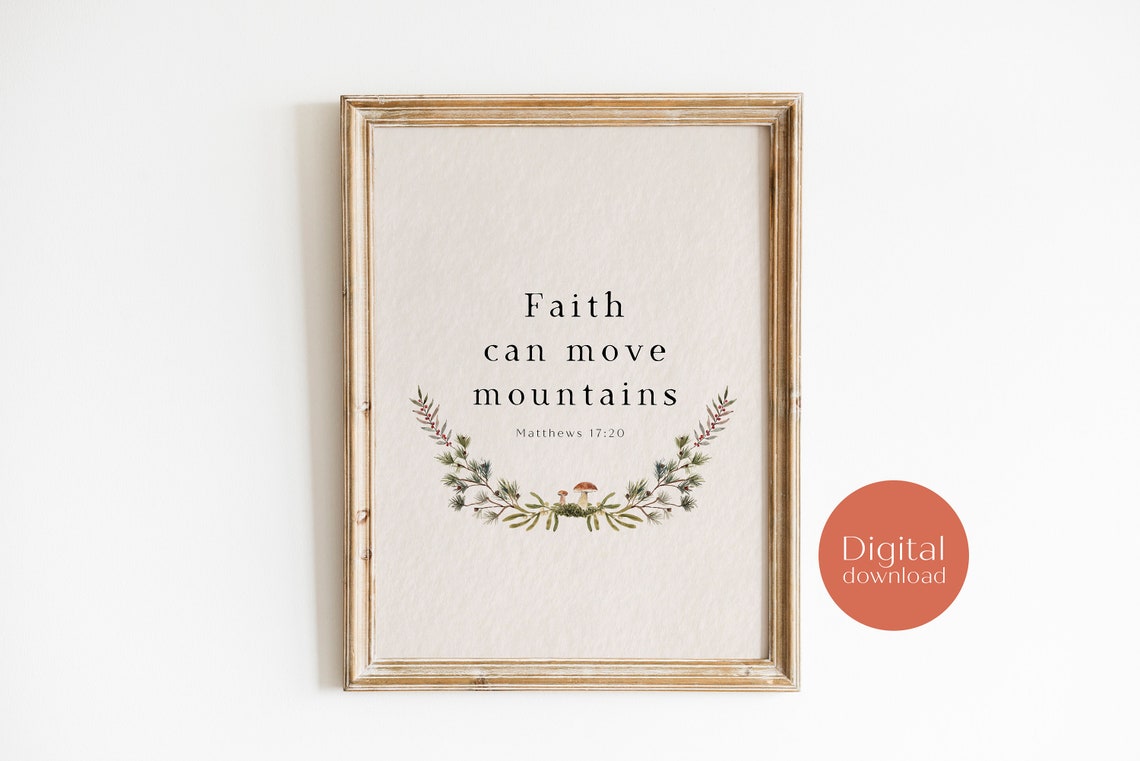 Faith Can Move Mountains Matthew 17:20 Watercolor Botanical Print - Image 8