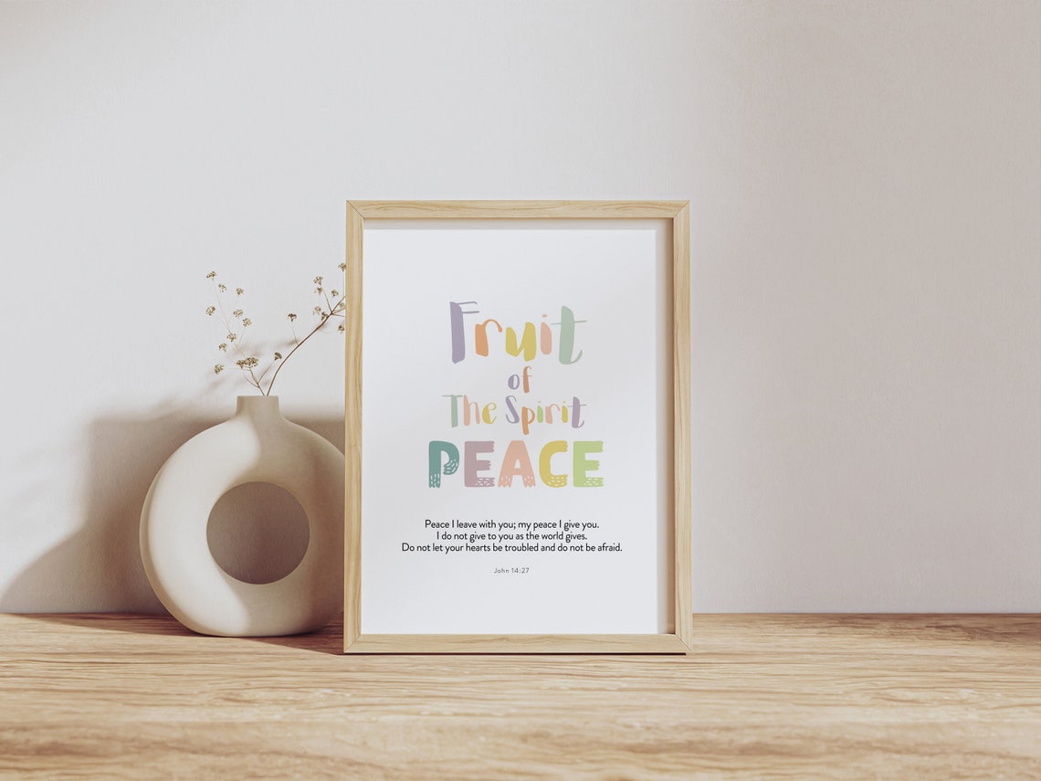 Fruit Of The Spirit Peace Kids Nursery Room Wall Art Galatians 522 Christian Kids Nursery Church Sunday School - Image 2